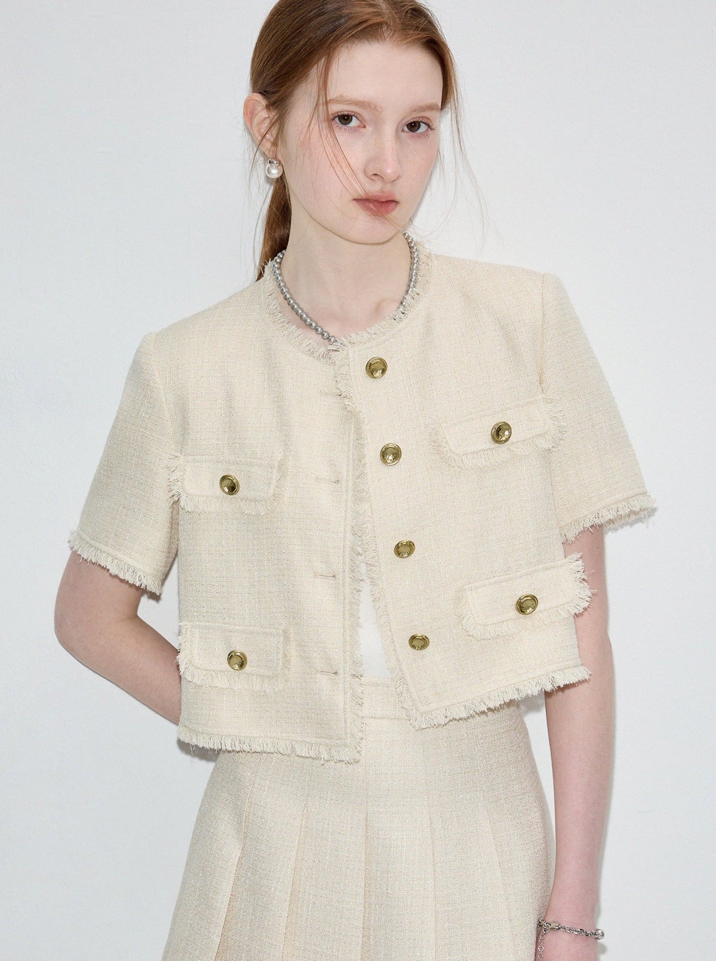 Short Jacket and Pleated Skirt Set-Up