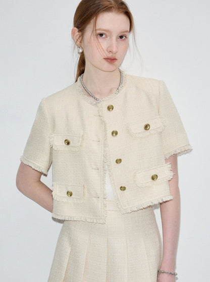 Short Jacket and Pleated Skirt Set-Up