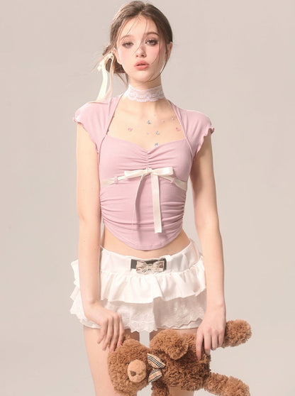 Pink Tie Bow T-Shirt