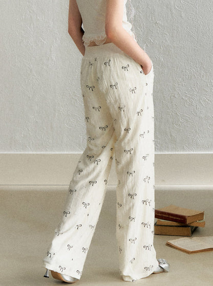 Retro Style Bow Casual Pants