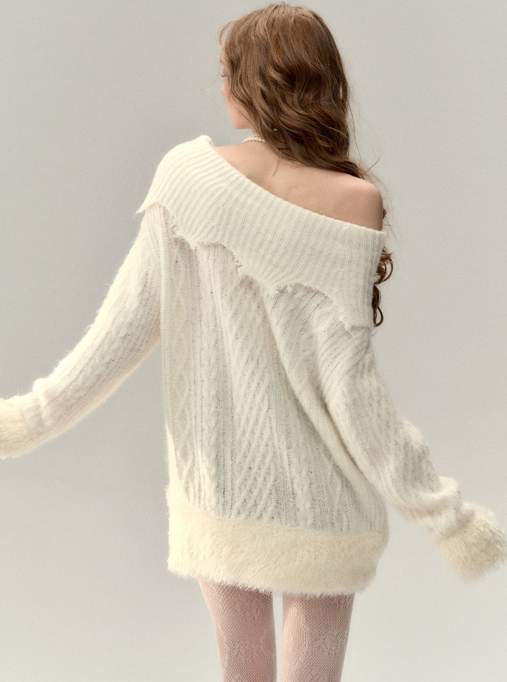 One-shoulder slant-shoulder two-wear knitted dress