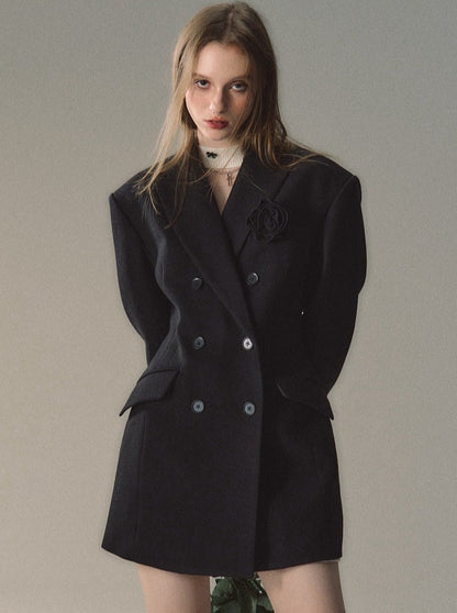 Rose collar woolen coat