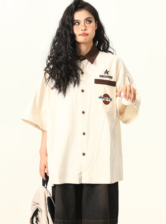 Vintage Embroidery Workwear Shirt