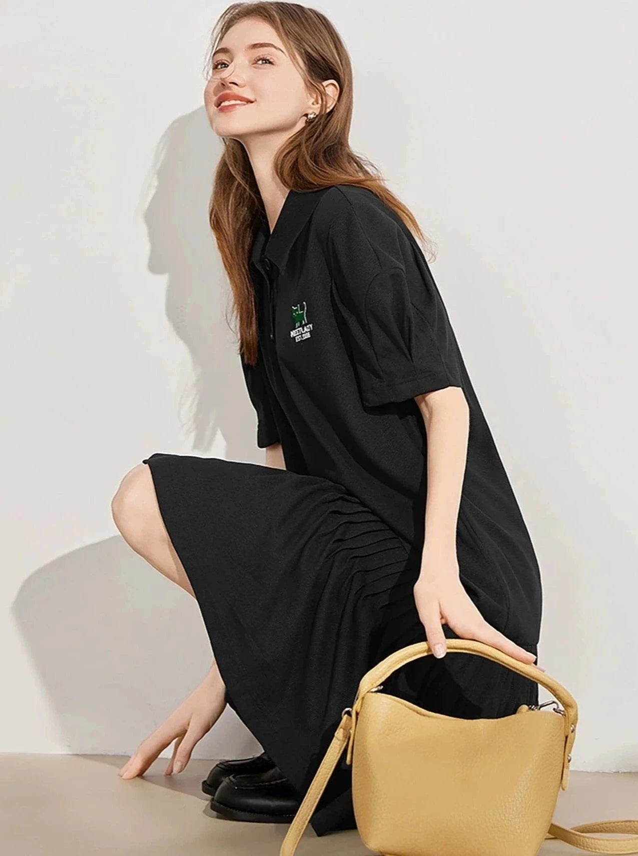 College Style Polo Neck Dress