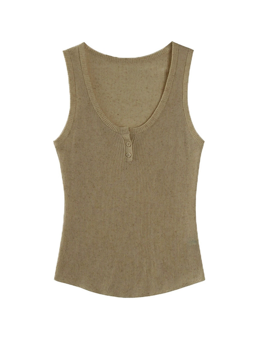 American U-Neck Linen Vest Top