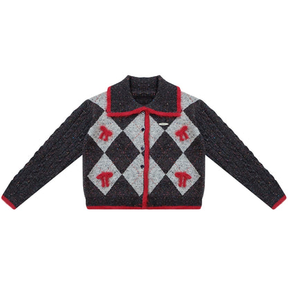 Retro Preppy Quilted Cardigan