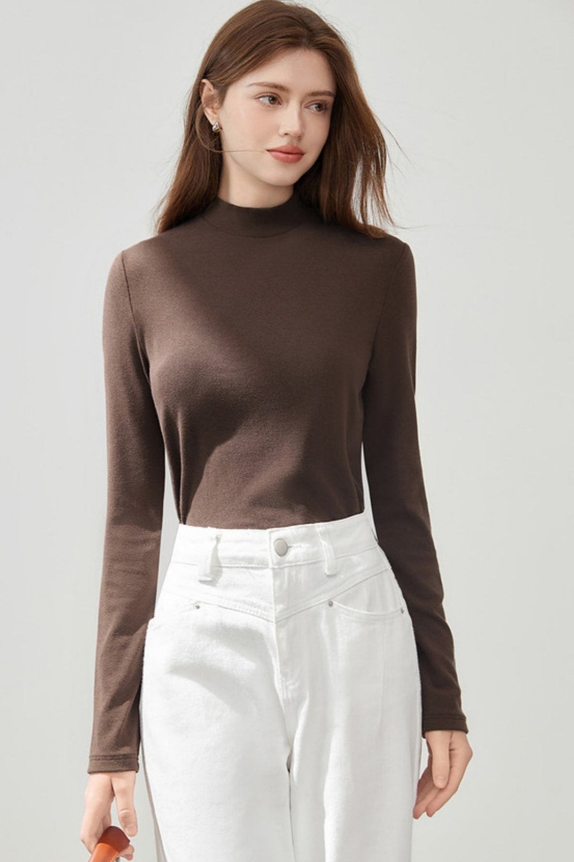 Semi-High Neck Knitted Base Shirt