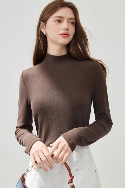 MEETLADY Semi-High Neck Base Shirt Women's Herbst und Winter 2024 Neue einfache und dünne kleine gestrickte Innenkleidung Frauen