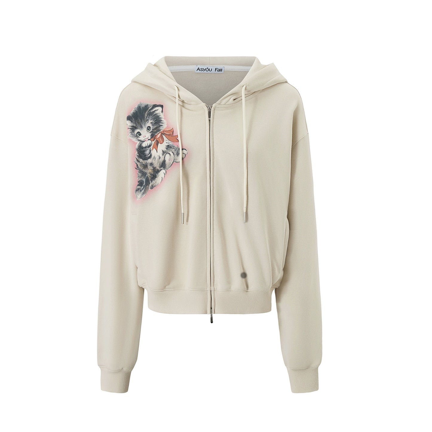 Luminous Kitten Print Hooded Jacket