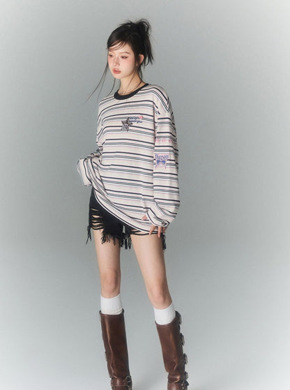 Striped Loose Long Sleeve Top