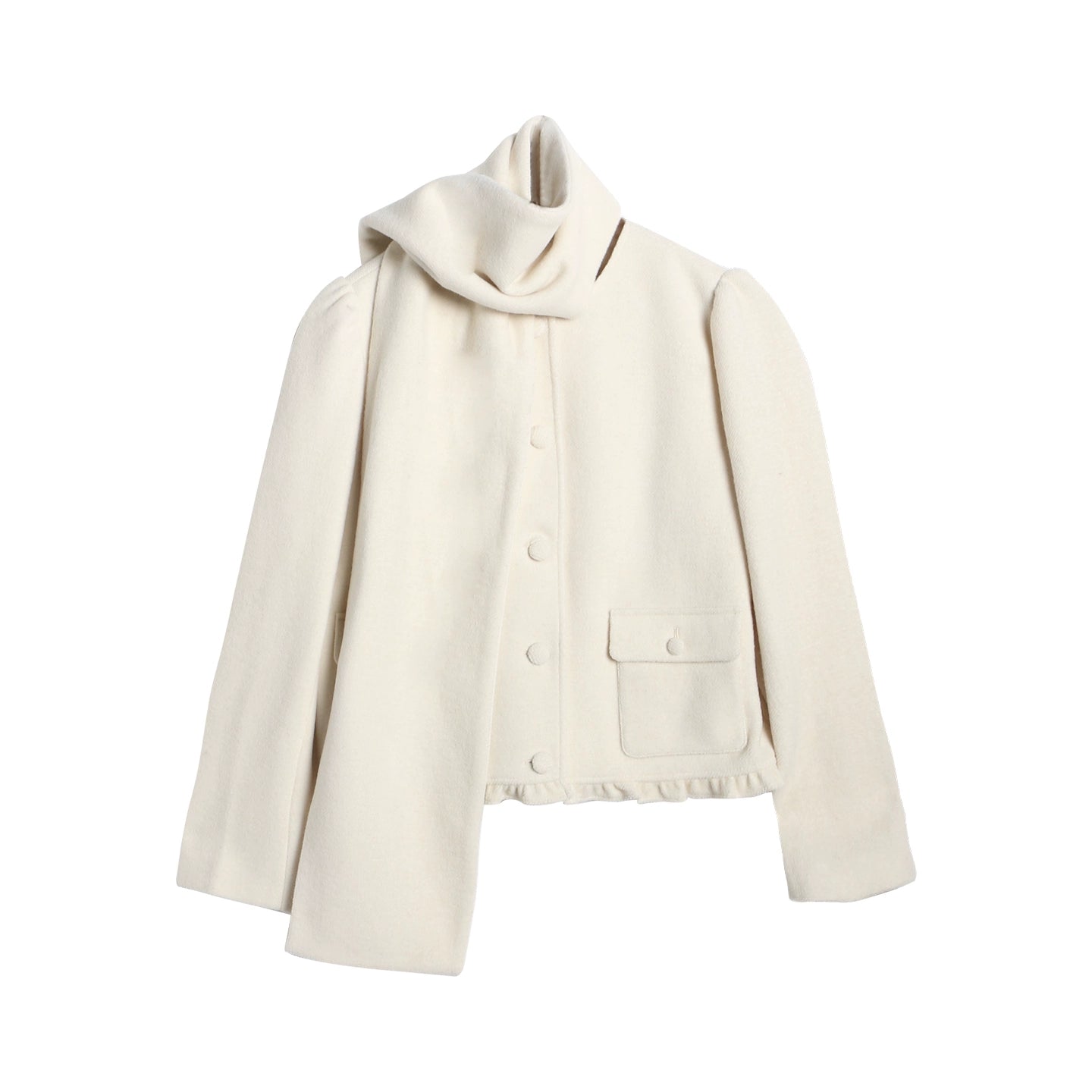 Knitted Scarf Collar Jacket Set-Up