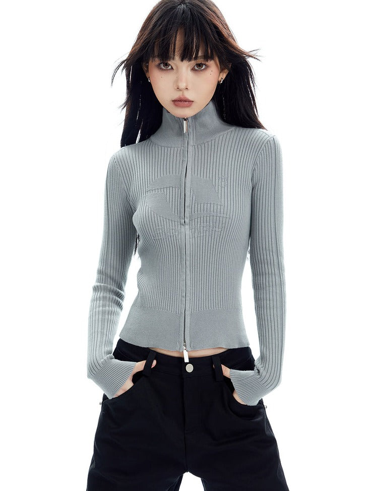 High Neck Knitted Long Sleeve Top