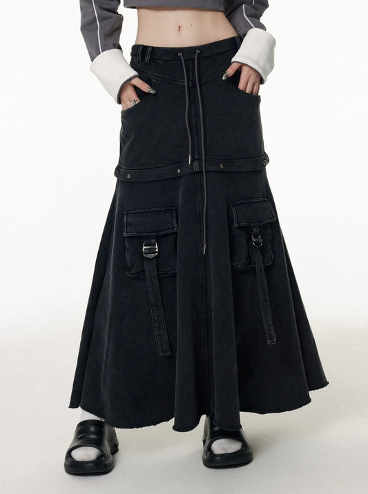 midi-length tooling skirt