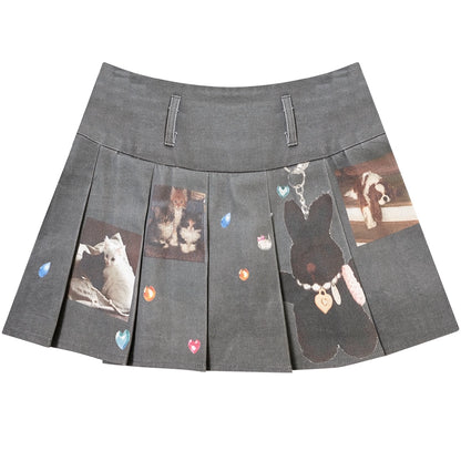 Animal Pleated Skirt