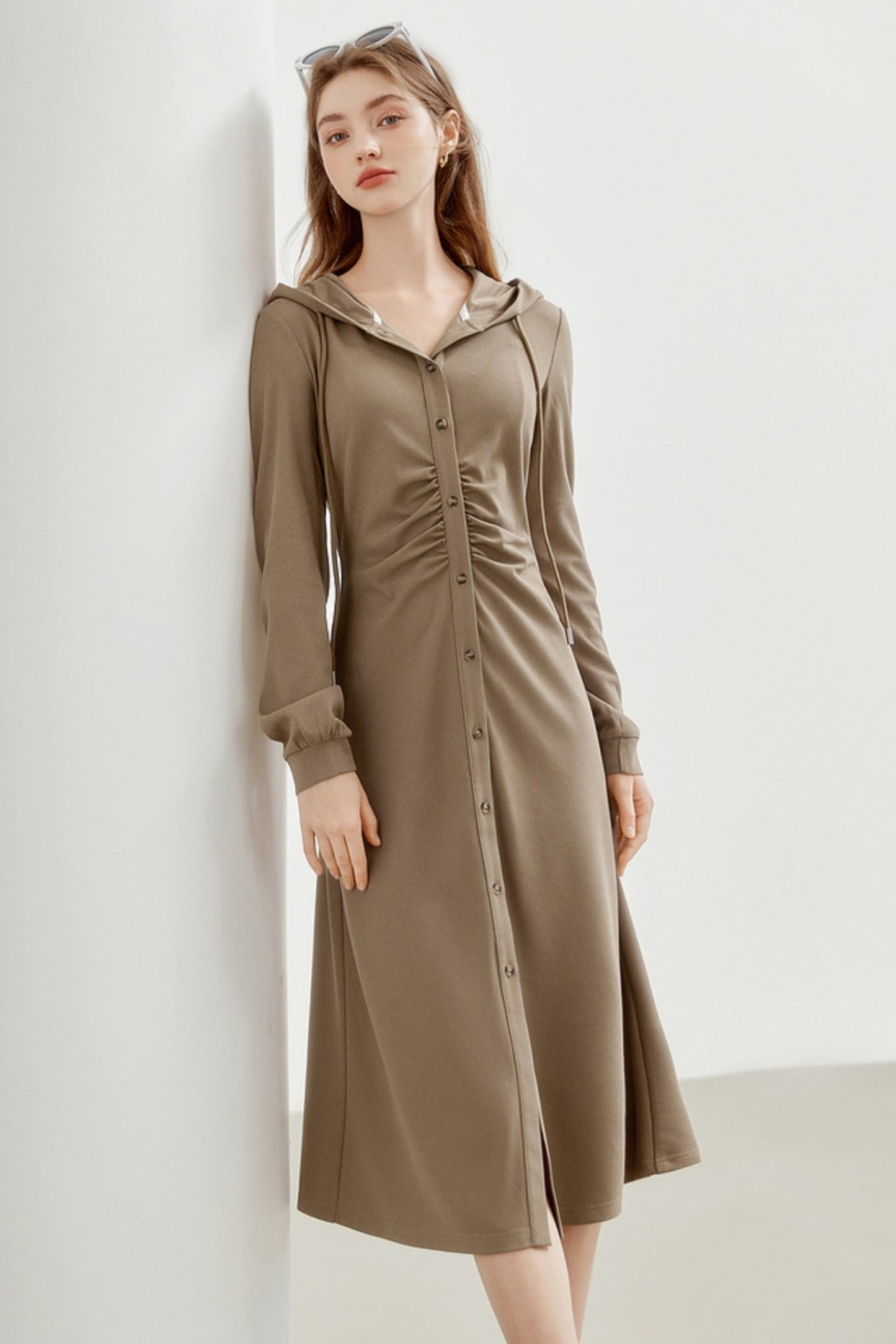 Hooded Slim Cardigan Dress