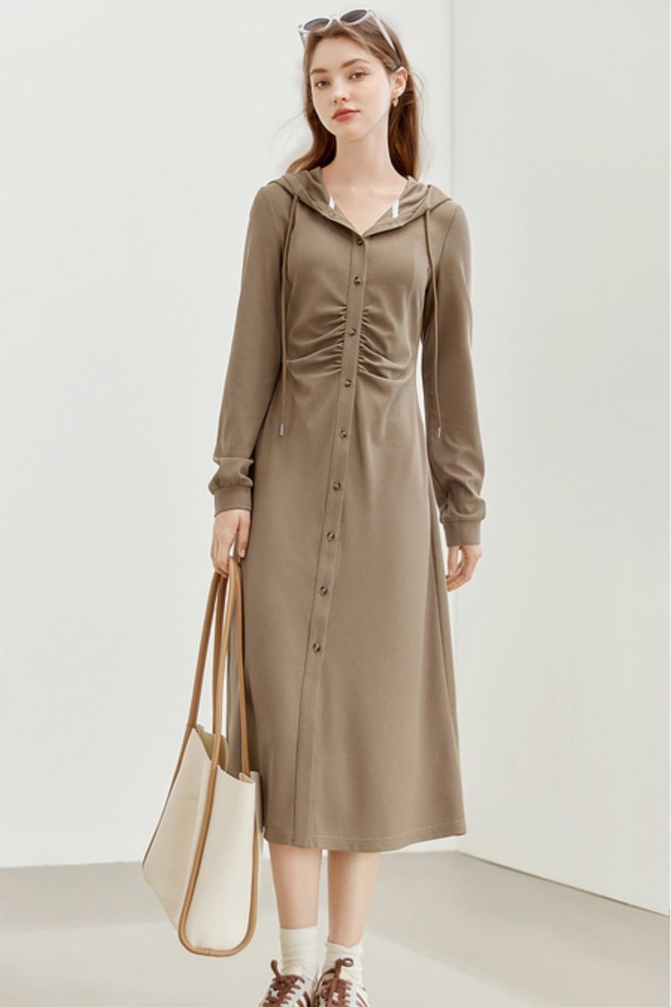 Hooded Slim Cardigan Dress