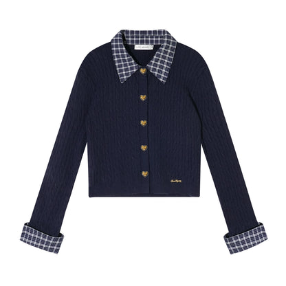 Wool Blend Plaid Knit Top