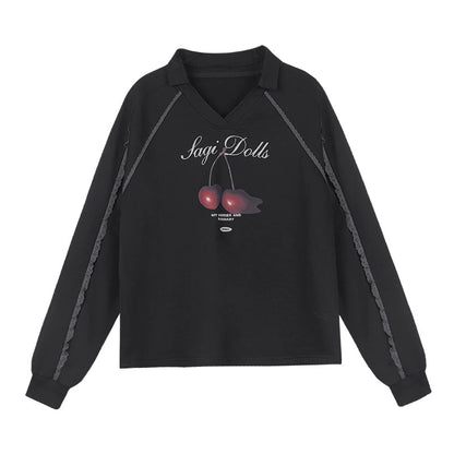 Cherry Print Long Sleeve Sweatshirt