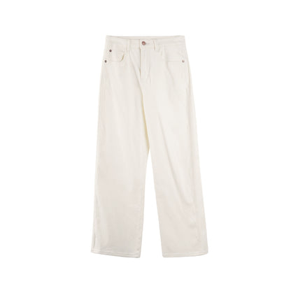 White Velvet Straight-Leg Pants