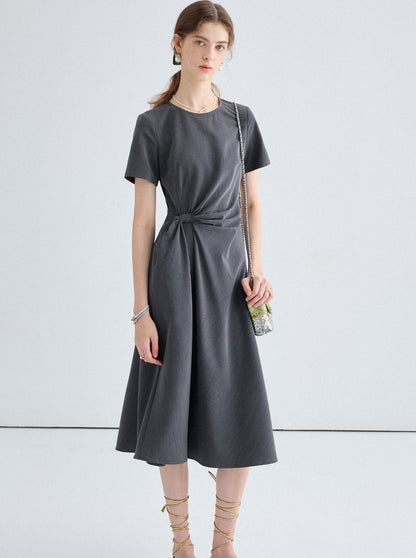 Waist Pinch Pleats T-Shirt Dress