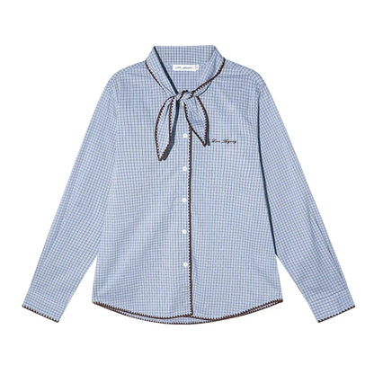 Shell Embroidery Plaid Shirt