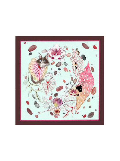 Watercolor Begonia Satin Scarf