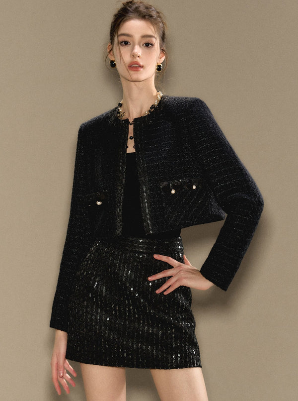 Sequin Stitch Small Fragrance Jacket Set