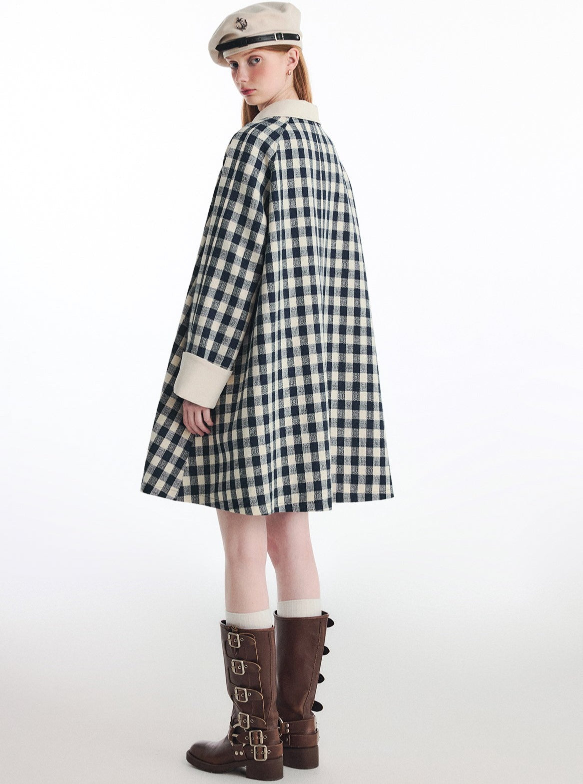 WhyBerry 24AW "Blueberry Waffle" Trenchcoat im Vintage-Karo