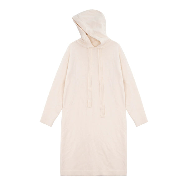 Hooded long knitted dress
