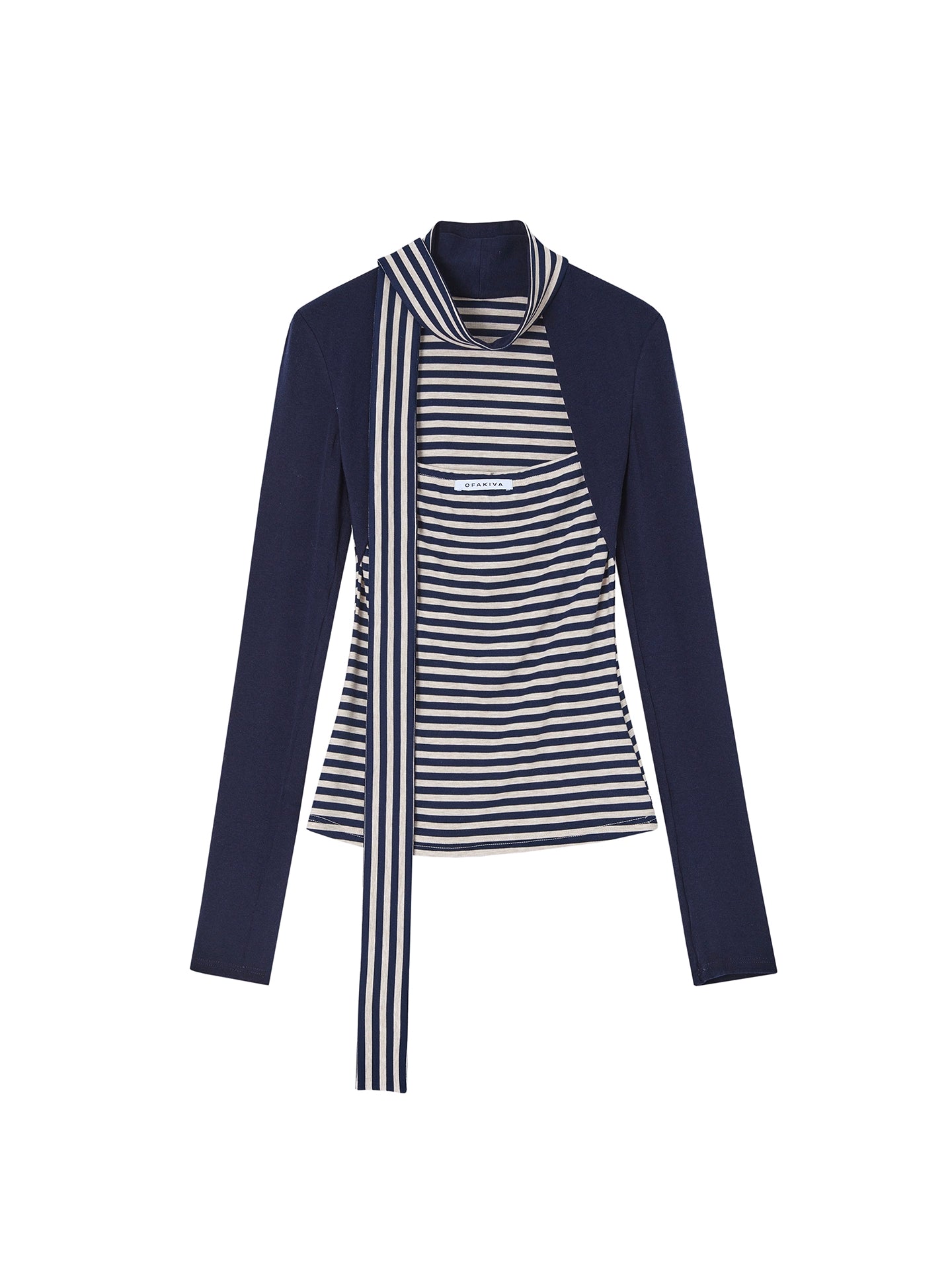 Fake Two Slimming Striped Knit Top