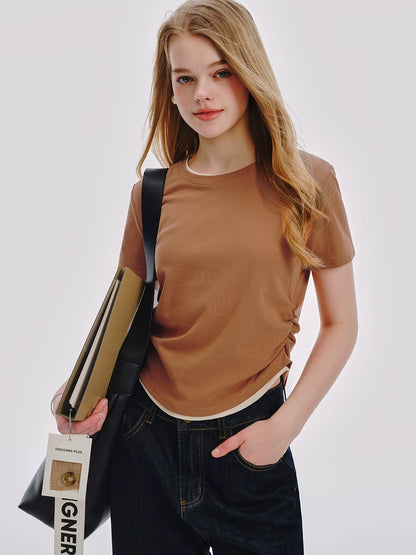 Full-Shouldered Pleated Solid Top
