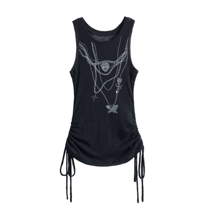 Vintage Drawstring Slim Fit Vest Top