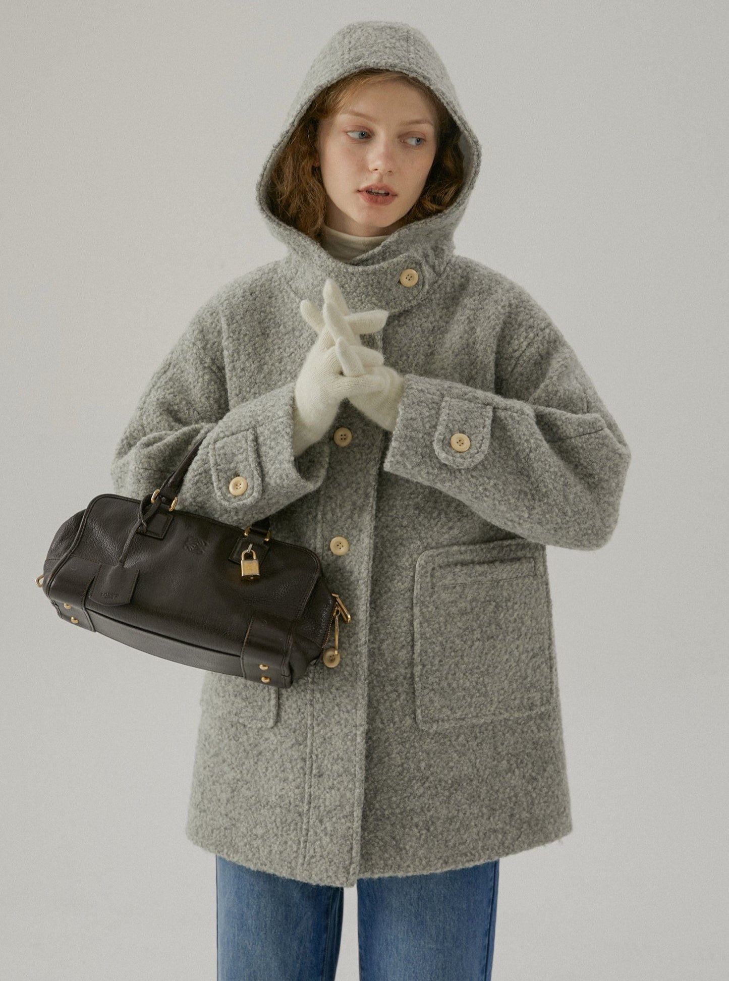 Vintage -Wolle dicker Mantel