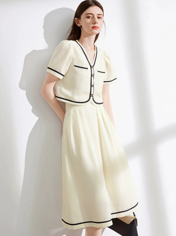 Fragrance Short Sleeve Top Skirt Set