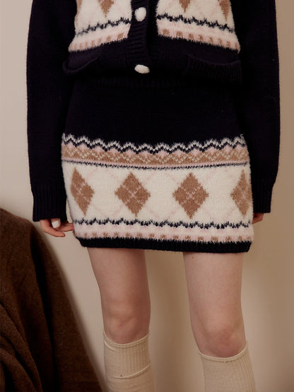 Cardigan Woolen Skirt Two-Piece Set