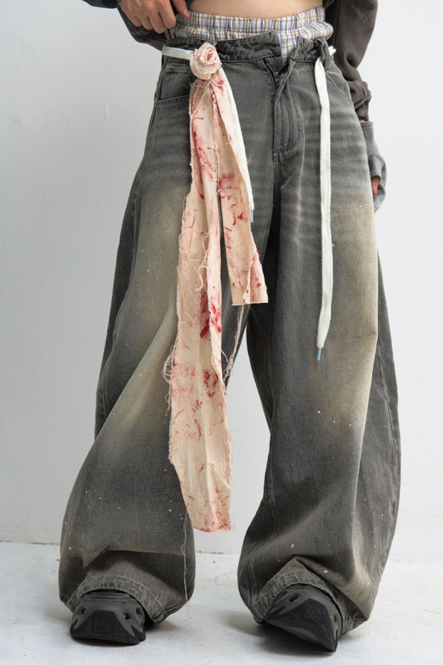 Grey Wide-Leg Unisex Machete Pants