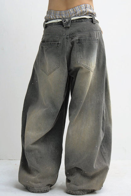 Grey Wide-Leg Unisex Machete Pants