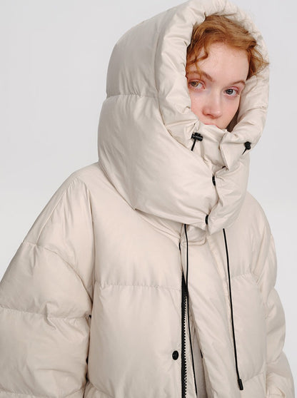 Thickened hooded down jacket