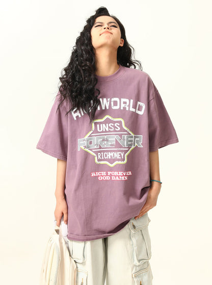 Violettes Kurzarm-T-Shirt