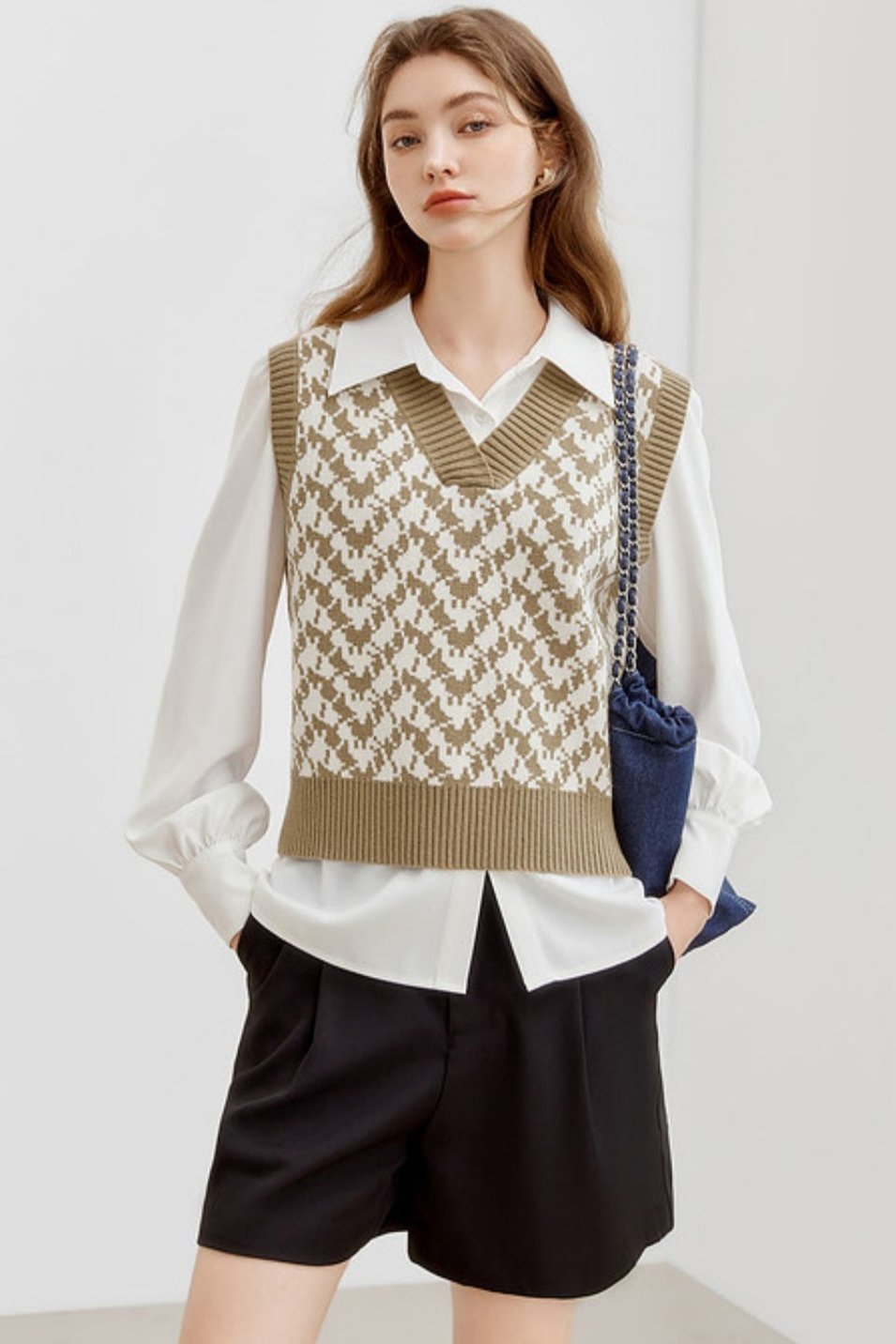 V-Neck Knitted Sweater Vest