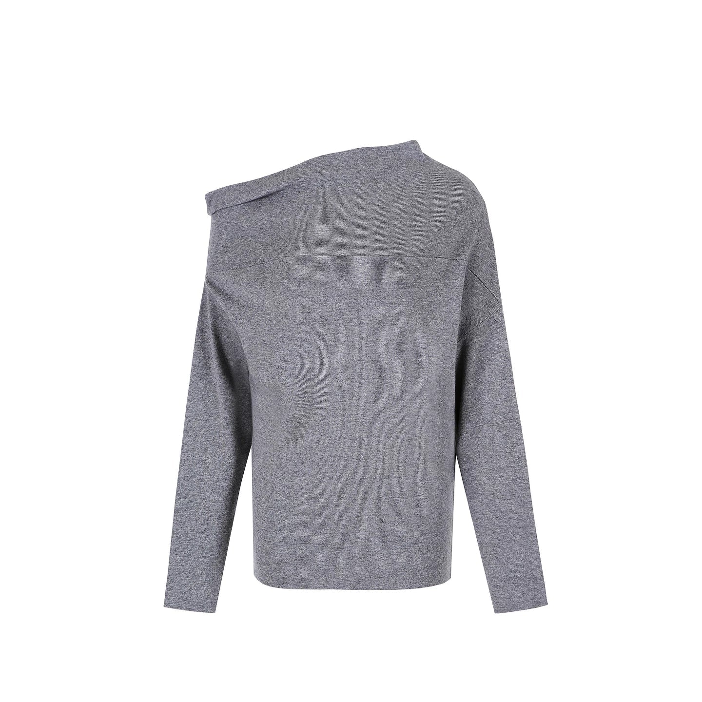 Pleated Off-Shoulder Knit Sweater