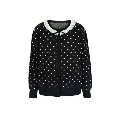Lace Collar Polka Dot Cardigan