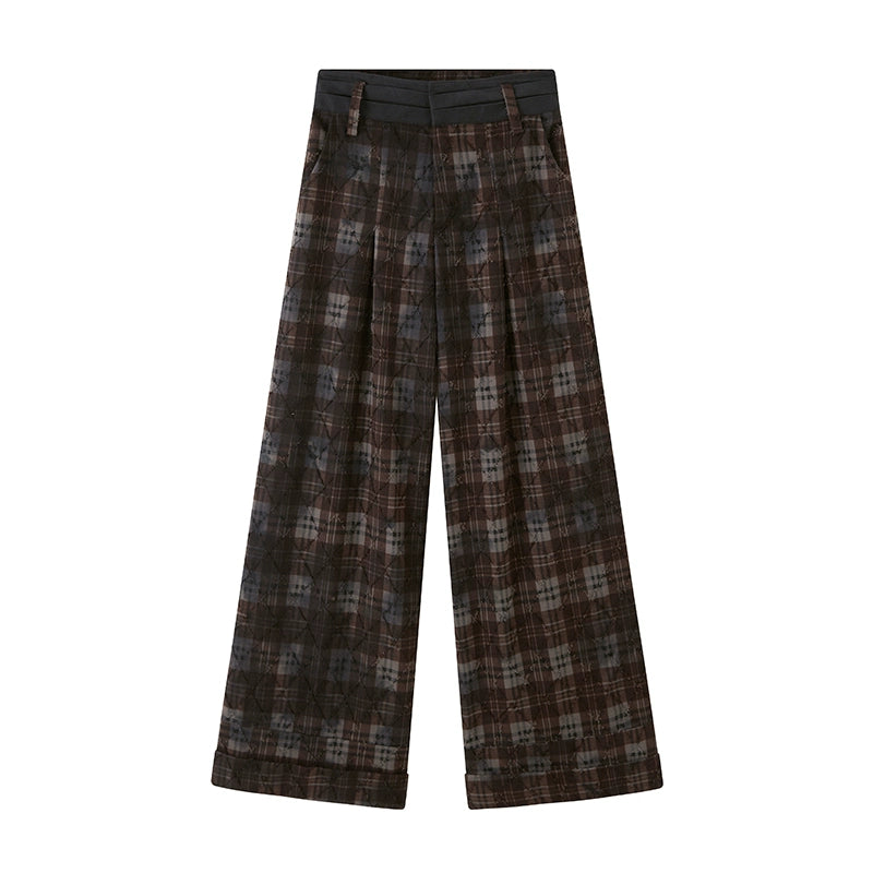 Textured Plaid Boho Slacks