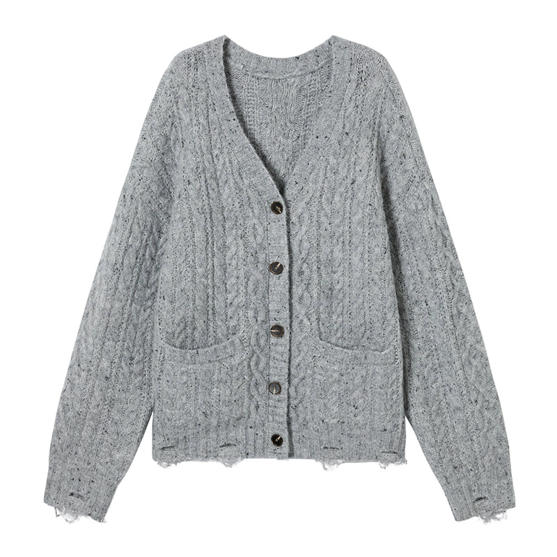 Atmospheric Irregular V-Neck Cardigan