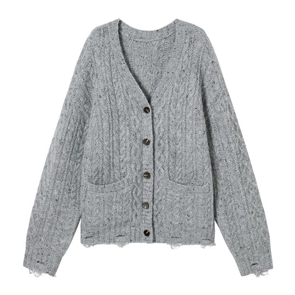 Atmospheric Irregular V-Neck Cardigan