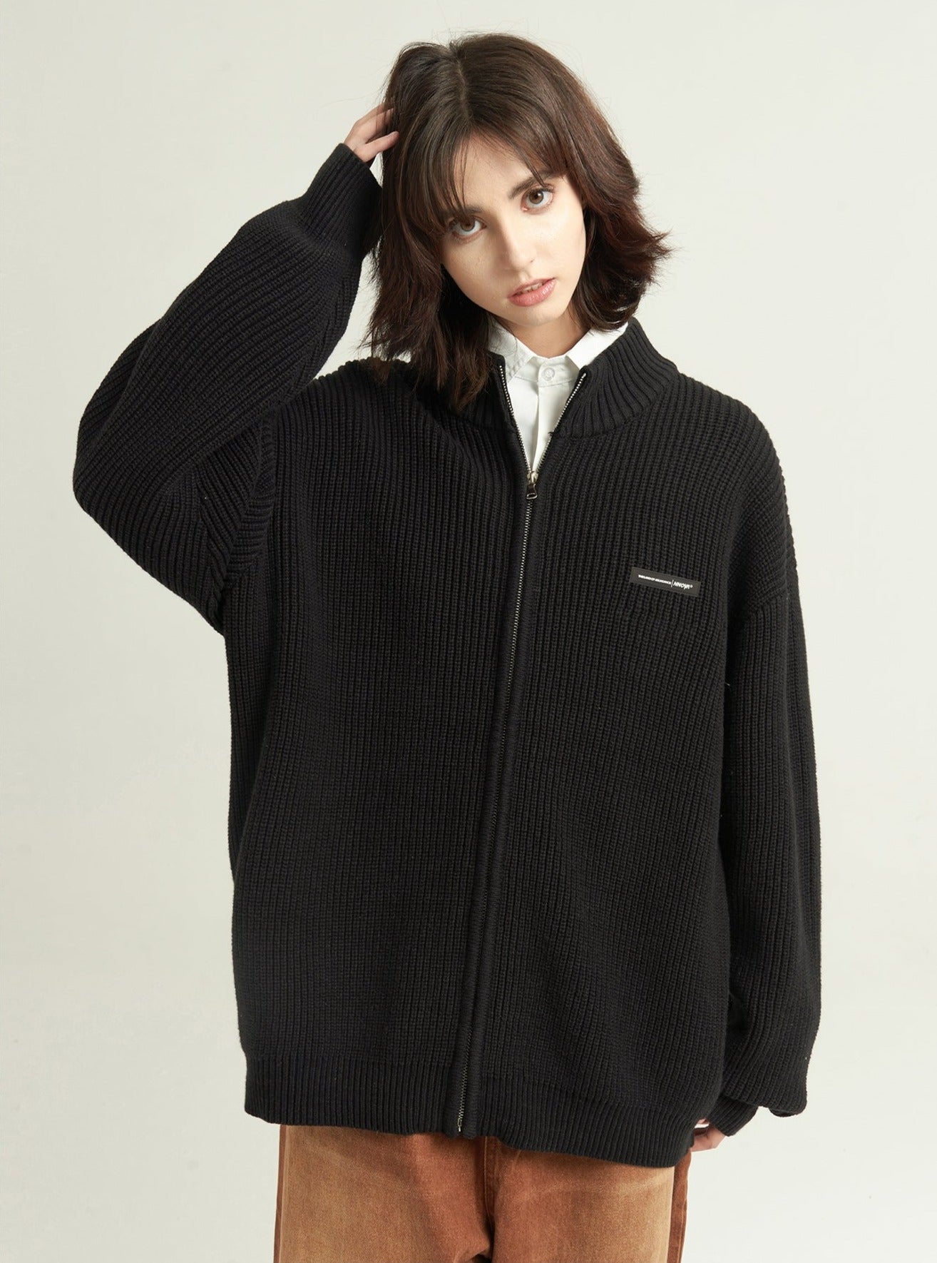 Tide plain basic stand-up collar sweater