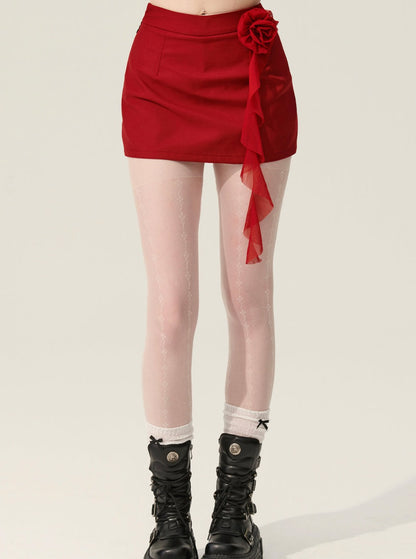 Red Short Hip Skirt