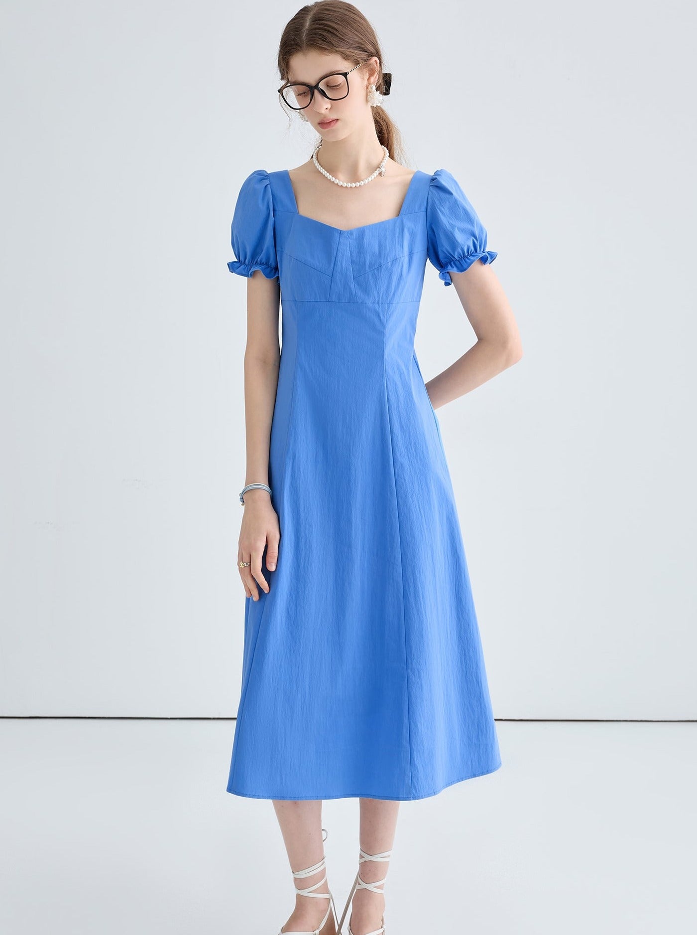 Versatile Puff Sleeve Long Dress