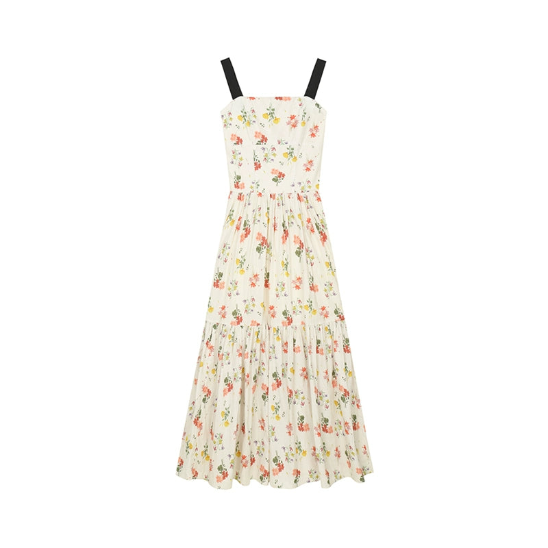 Temperament French Print Slip Dress