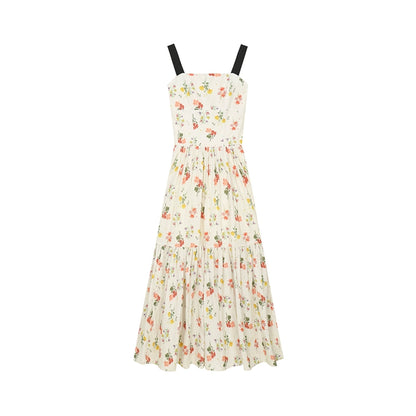 Temperament French Print Slip Dress